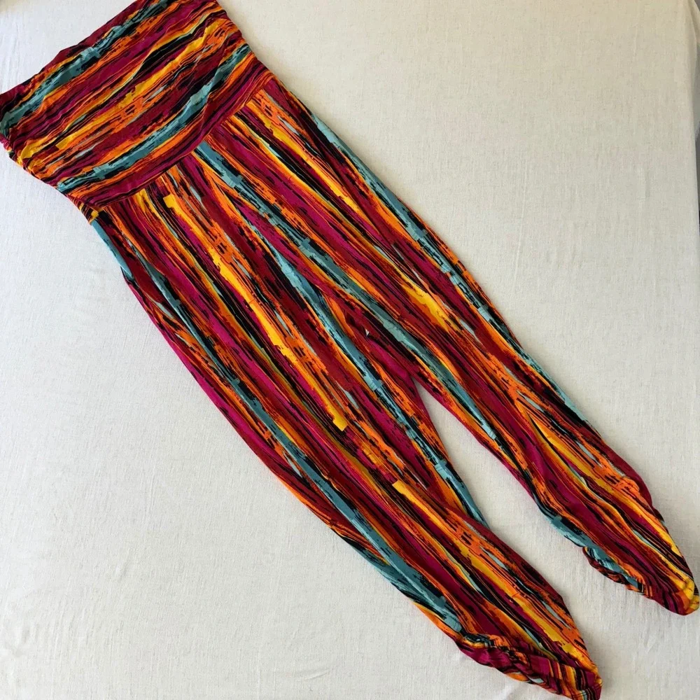 Full Circle Trends Womens 2X Harem Pants Abstract Print Ruched Multi-Color - Picture 2 of 12